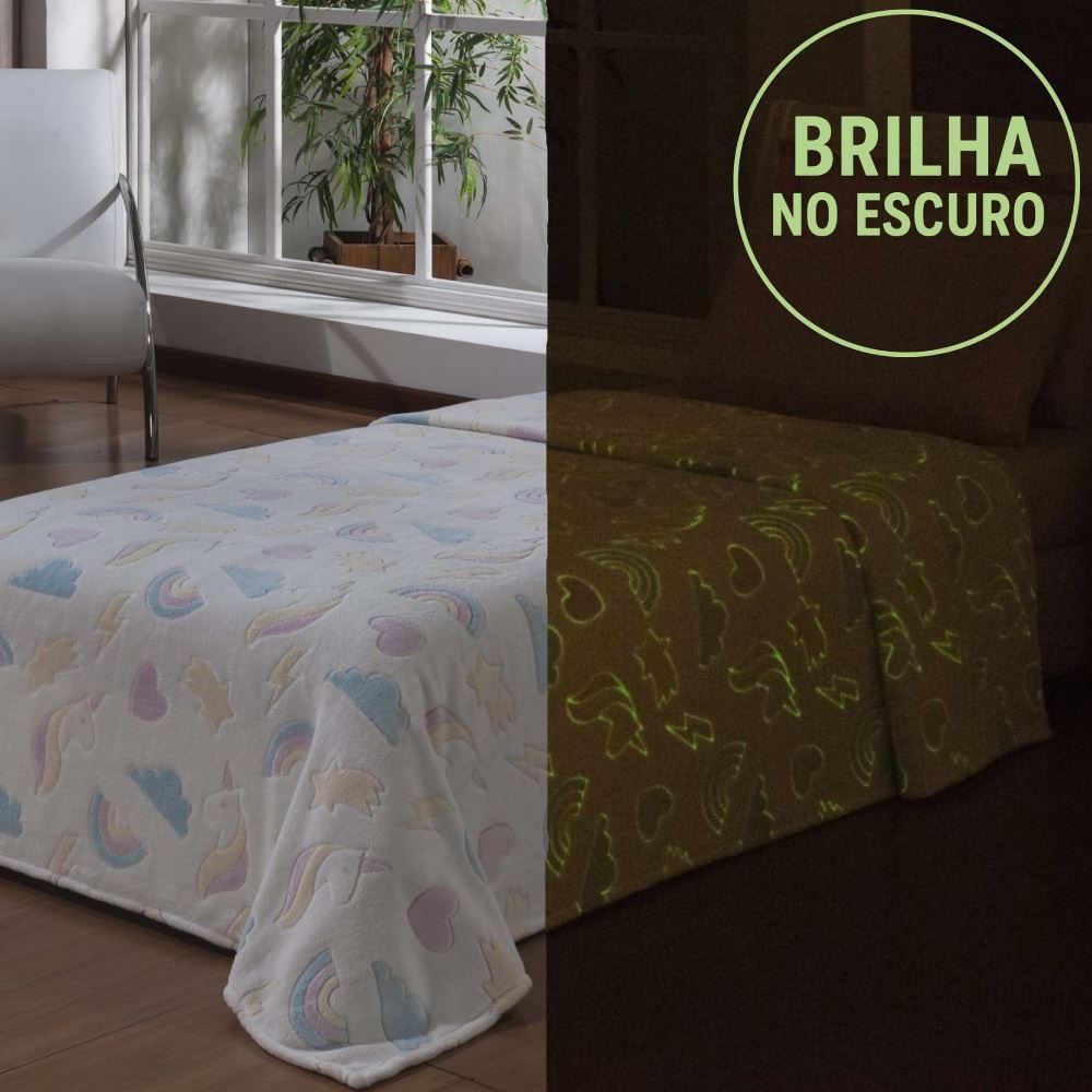 Cobertor Infantil Mágico Encantos Brilha No Escuro Havan Kids - Rainbow Branco