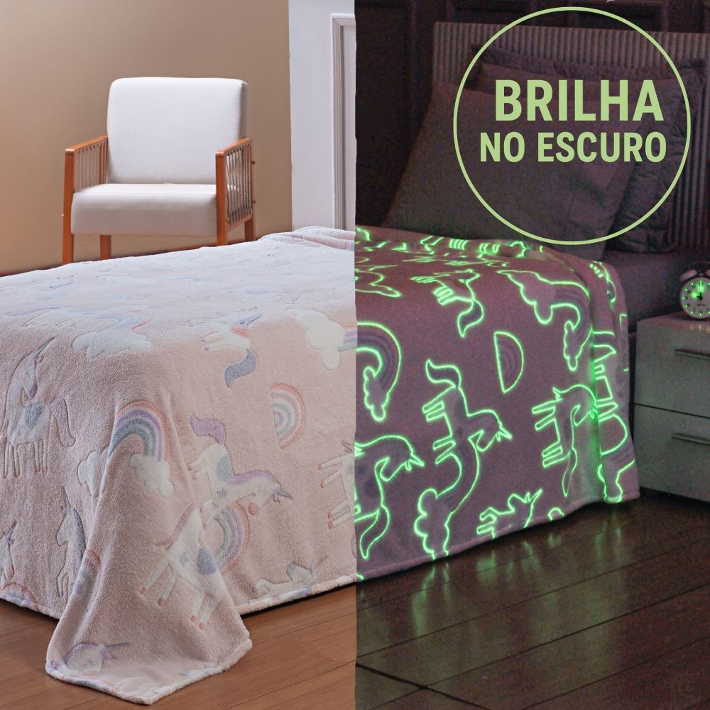 Cobertor Infantil Mágico Encantos Brilha No Escuro Havan Kids - Rosa Unicórnio