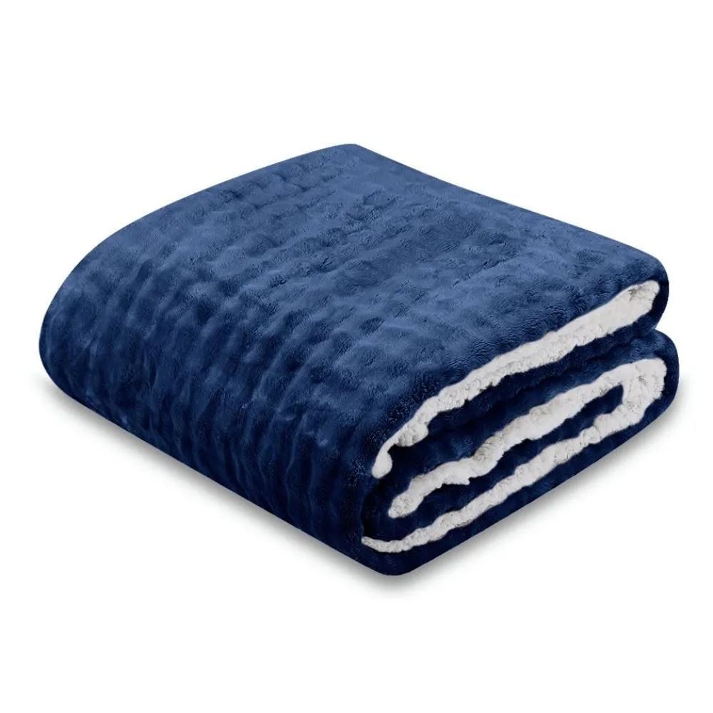 Cobertor King Requinte Sherpa Havan Casa - Midnight Blue