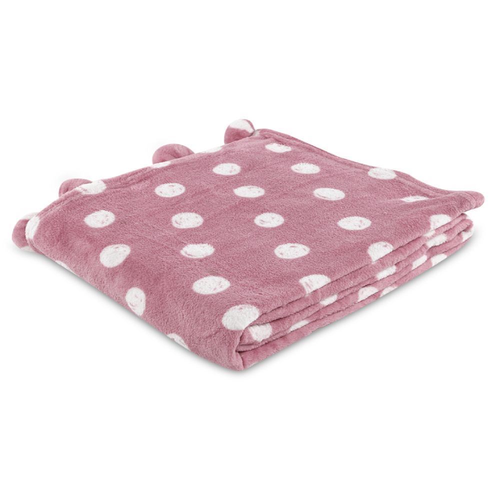 Cobertor Solteiro Infantil 100% Poliéster Pompom Havan Kids - Poa Rosa