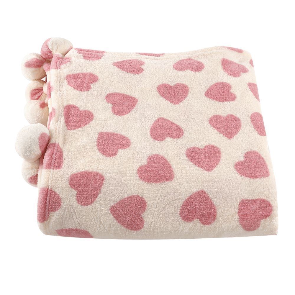 Cobertor Solteiro Infantil Pompom Havan Kids - Coração Rosa