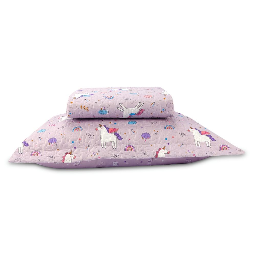 Kit Colcha Solteiro Dupla Face Matelado Havan Kids 2 pçs - Unicórnio Lilás