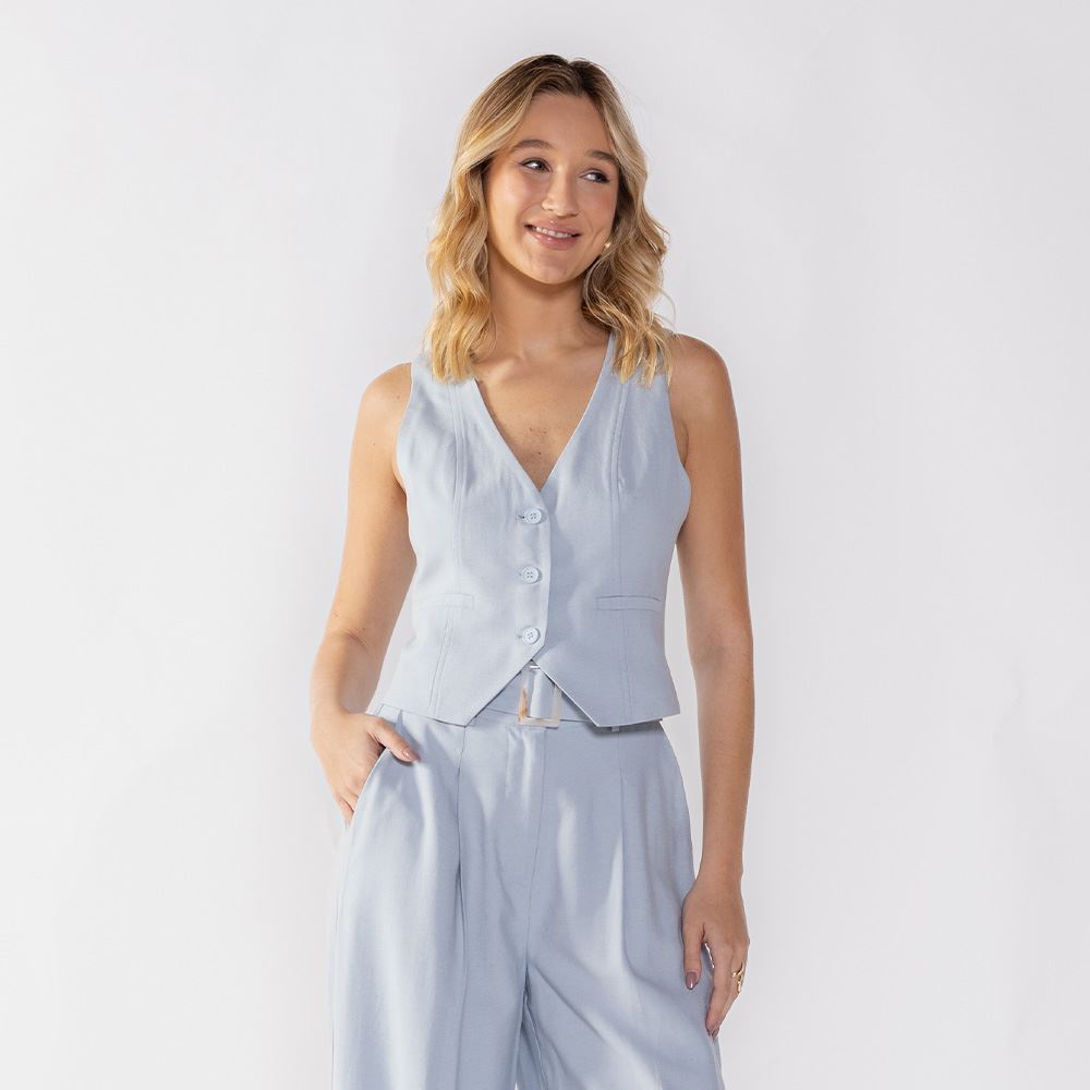 Colete Alfaiataria Feminino Patricia Foster Azul