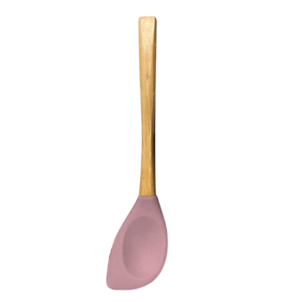 Colher Espátula de Silicone com Cabo de Bambu Havan Casa - Rosa