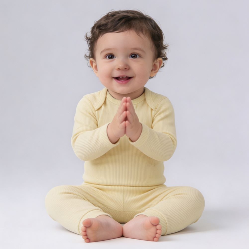 Conjunto Bebê Body Manga Longa e Calça Yoyo Baby Amarelo