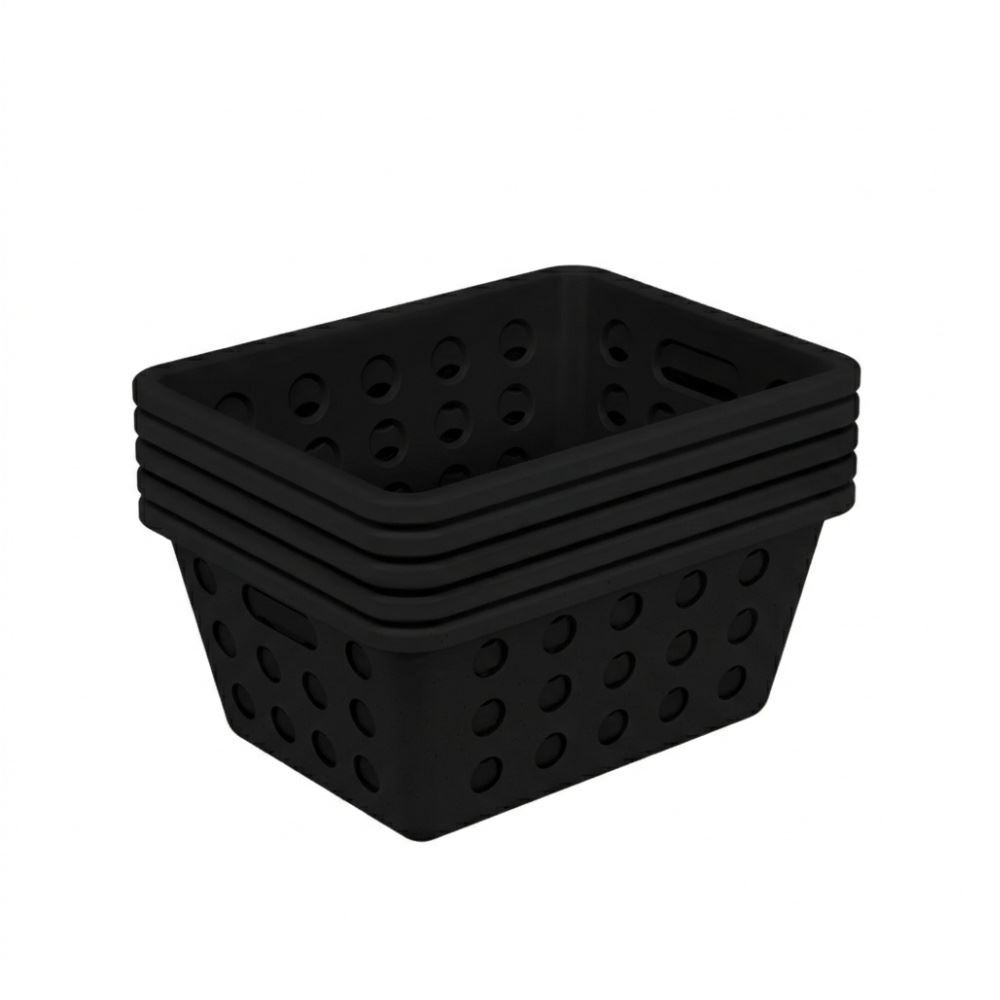 Conjunto Cesto Organizador 1,5 Litros Coza 5 Peças - Preto