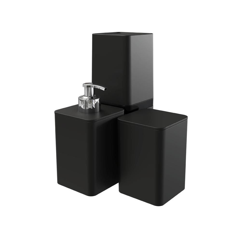 Conjunto de Banheiro Smile Stolf 3 Peças - Preto