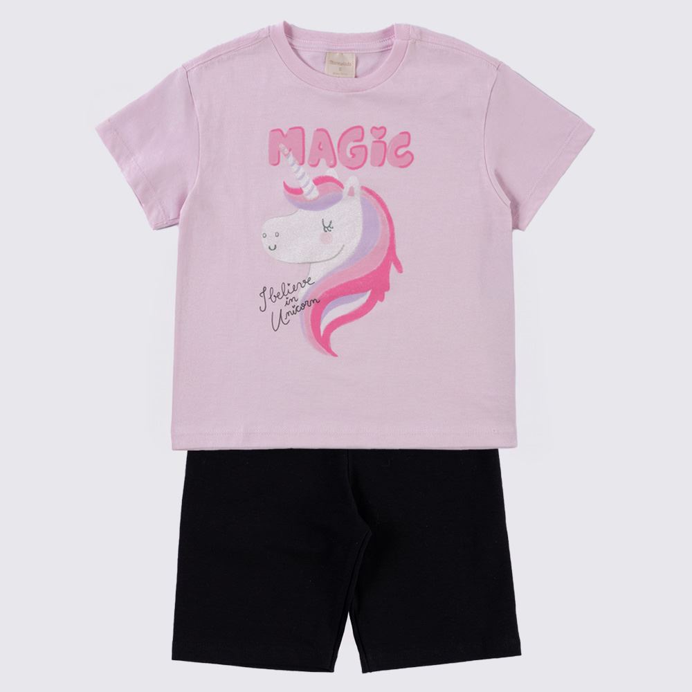 Conjunto Infantil Menina 4 a 10 Anos Marmelada Confete/Preto