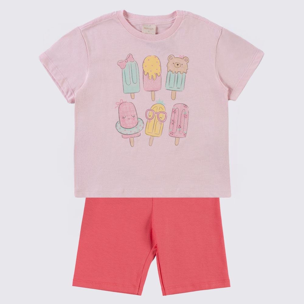 Conjunto Infantil Menina 4 a 10 Anos Marmelada Pessego/Goiaba