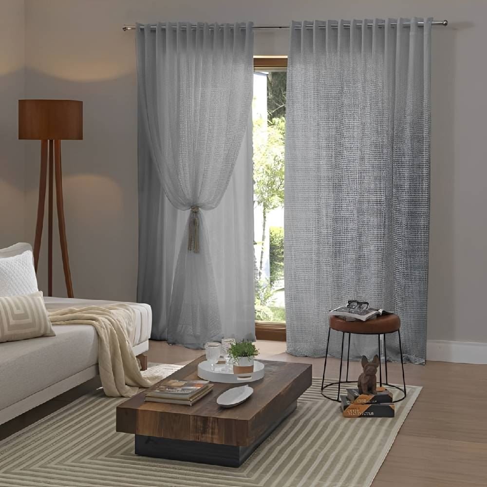Cortina Para Sala E Quarto 3,50X2,20 M Clássica Pantalla Havan Casa - Prata