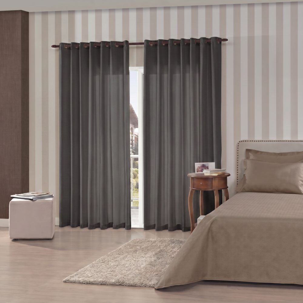Cortina para Quarto e Sala 2,60X2,30 m Rústica Madri Havan Casa - Cinza Escuro 