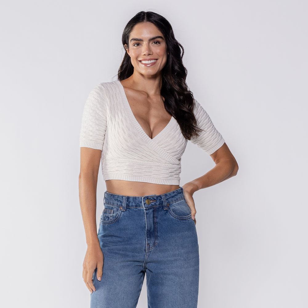 Cropped De Tricot Boby Blues Off White