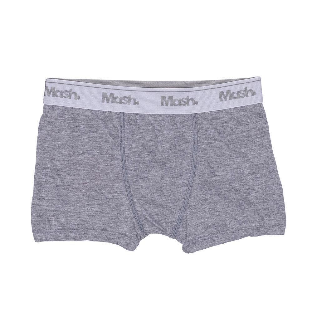 Cueca Boxer Infantil Algodão Lisa Mash Cinza Mescla Claro