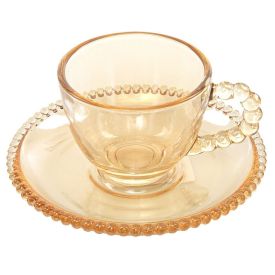 Xícara De Café Com Pires Wolff Pearl Âmbar 80Ml - Cristal