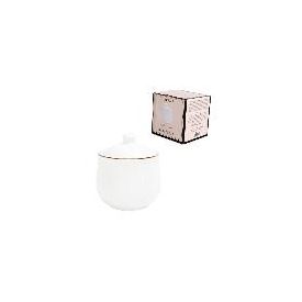 Acucareiro De Porcelana Royal Branco Com Borda Dourada 300Ml
