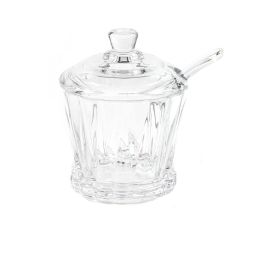 Açucareiro de Vidro com Tampa e Colher Radial Lyor 210Ml - Transparente