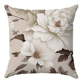 Almofada Veludo Estampado 48X48cm Havan Casa - Flores Off e Marrom