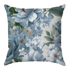 Almofada Veludo Estampado 48X48cm Havan Casa - Jardim Azul e Verde