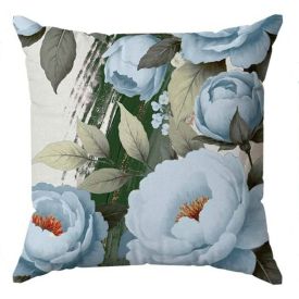 Almofada Veludo Estampado 48X48cm Havan Casa - Floral Azul e Verde
