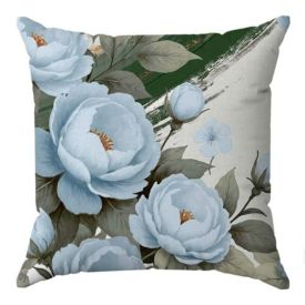 Almofada Veludo Estampado 48X48cm Havan Casa - Floral Azul e Verde