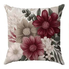 Almofada Veludo Estampado 48X48cm Havan Casa - Flores Bordô