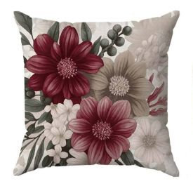 Almofada Veludo Estampado 48X48cm Havan Casa - Flores Bordô