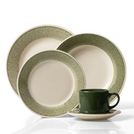 Aparelho De Jantar Biona Donna Poppis 20 Peças - Branco e Verde