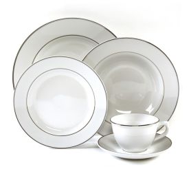 Aparelho De Jantar Porcelana Estaleiro Noah 20 Pe&ccedil;as - Filete Prata