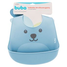 Babador De Silicone Com Pega Migalhas Gumy - Azul