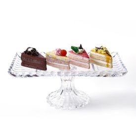 Bandeja Com Pé De Cristal Geneva Wolff 30Cm - Transparente