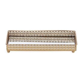 Bandeja Retangular Espelhada Dourada Mart 24Cm - DOURADA