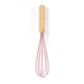 Batedor Fouet de Silicone com Cabo de Bambu Havan Casa - Rosa