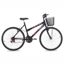 Bicicleta Aro 26 Safira com Cesta Mormaii - Preta