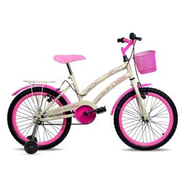 Bicicleta Colli Aro 20 Aero Sem Marcha com Roda Lateral - Bege Retrô