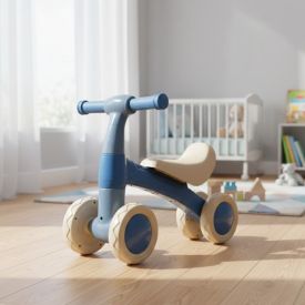 Bicicleta de Equil&iacute;brio Andador Infantil Sem Pedal Havan Baby - Bege e Azul
