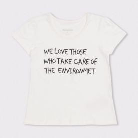 Blusa 4 a 10 anos M/Malha + Bordado Marmelada Off White
