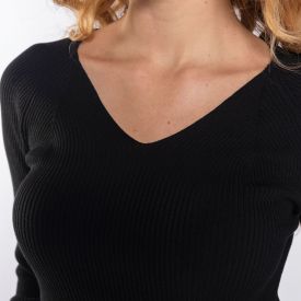 Blusa Feminina De Tricot Manga Longa Boby Blues Preto