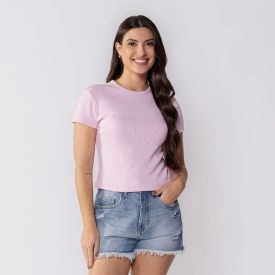Blusa Feminina Em Ribana Com Strass Boby Blues