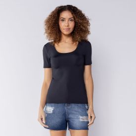 Blusa Feminina Em Poliamida Patricia Foster Preto