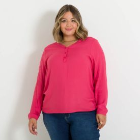 Blusa Plus Size Com Botões Patrícia Foster Mais Rosa Beauty