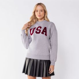 Blusão Moletom Feminino USA Boby Blues Mescla