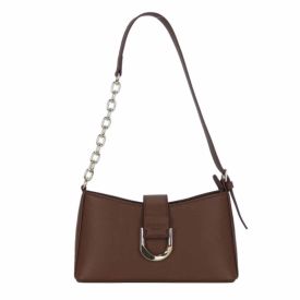 Bolsa Feminina Baguete Alça Corrente Patricia Foster - Chocolate