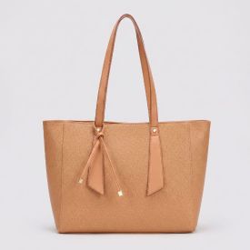 Bolsa Feminina Tote Bag Com Alça Alongada Alice Palucci Bege