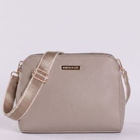 Bolsa Feminina Transversal Alça de Tecido Patricia Foster - CINZA CHOCOLATE U