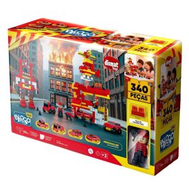 Bloco de Montar Bombeiros 340 Pe&ccedil;as Dismat