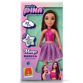 Boneca Articulada Manu Irm&atilde;s Pina Algazarra Brinquedos