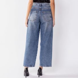 Calça Barrel Jeans Feminina Com Cinto Boby Blues Azul Claro