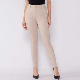 Calça Feminina Em Sarja Skinny Patricia Foster Areia