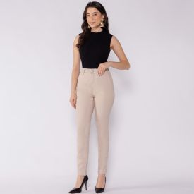 Calça Feminina Em Sarja Skinny Patricia Foster Areia