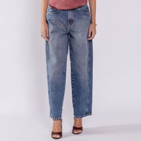 Calça Jeans Feminina Balloon Cropped Boby Blues Azul Medio